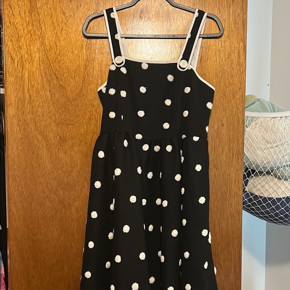 Unique Vintage Black and White Polka Dot Midi Dress